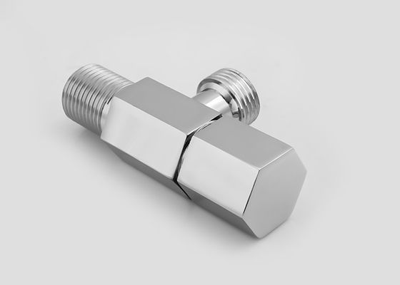 Đĩa Chrome / hợp kim kẽm vòi bồn rửa hình lục giác Double Head Angle Valve