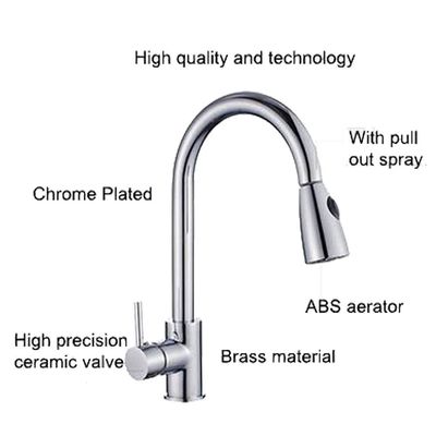 Phòng tắm Phòng tắm Nickel Phòng bếp Máy bồn rửa rút ra Máy trộn vòi bồn rửa ẩm Máy bồn rửa ẩm