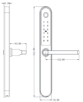 Khóa thông minh cửa thương mại 315 * 43 * 21mm 4pcs pin AA