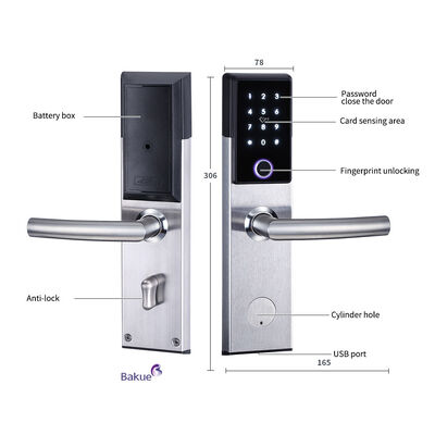 Kiểm soát từ xa thông qua Gateway APP Card Code Bluetooth WiFi Kiểm soát khóa cơ học Loại Khóa cửa căn hộ Khóa cháy được đánh giá 60min Chứng nhận CE