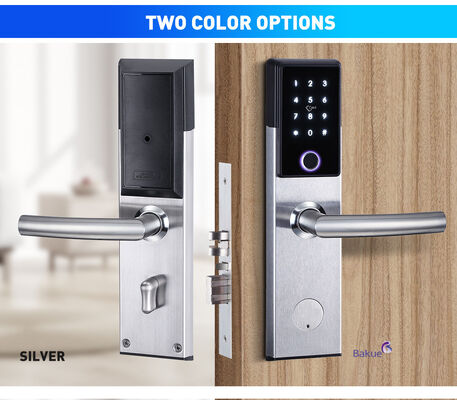 Khóa cửa thông minh chống cháy Bluetooth Đen Bạc với Thẻ Mã Vân tay Ứng dụng WiFi Tổng trọng lượng 285Kg Hệ thống vào cửa an toàn