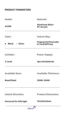 Khởi động 60min Bluetooth Kết nối Bluetooth Khóa cửa Điện bởi 4pcs AA pin kiềm Hệ thống kiểm soát truy cập cho các tòa nhà thông minh