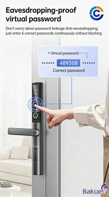 Khóa cửa vân tay bằng nhôm với hệ thống kiểm soát ra vào chạy bằng 4 pin AA, khóa cửa kỹ thuật số thông minh bảo vệ nâng cao
