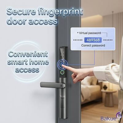 Khóa cửa vân tay bằng nhôm với hệ thống kiểm soát ra vào chạy bằng 4 pin AA, khóa cửa kỹ thuật số thông minh bảo vệ nâng cao