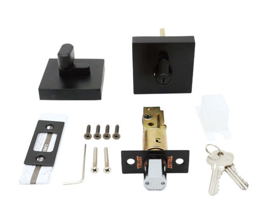 Đồng Cylinder Square Deadbolt Lock Matte Black SC1 KW1 Loại răng