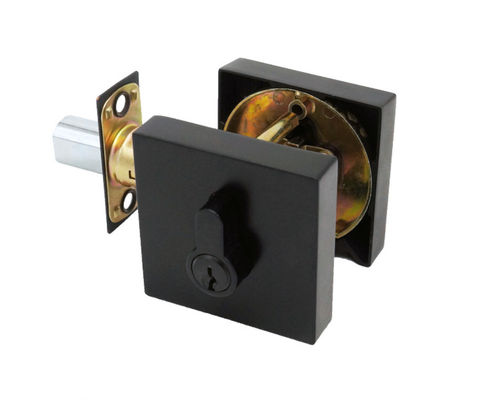 Đồng Cylinder Square Deadbolt Lock Matte Black SC1 KW1 Loại răng