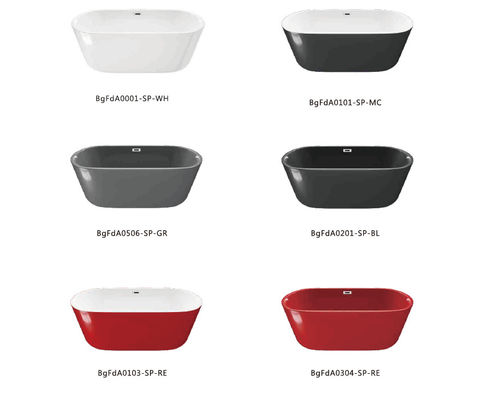 ASTM không trượt Classic hình bầu dục Acrylic tự đứng bồn tắm