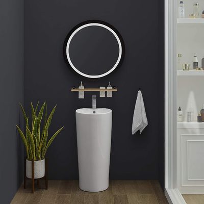 Màn rửa tắm gọn gọn màu trắng gạch gạch với Chrome Finish Overflow