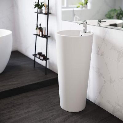 Màn rửa tắm gọn gọn màu trắng gạch gạch với Chrome Finish Overflow