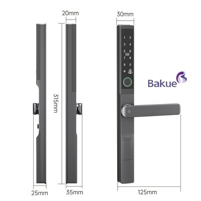 Khóa cửa vân tay bằng nhôm với hệ thống kiểm soát ra vào chạy bằng 4 pin AA, khóa cửa kỹ thuật số thông minh bảo vệ nâng cao