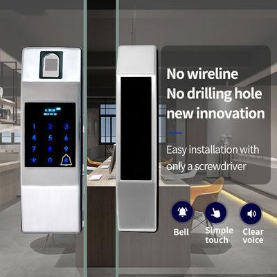 Đồng kẽm FPC dấu vân tay cửa thông minh khóa cửa trượt văn phòng Sliver vàng
